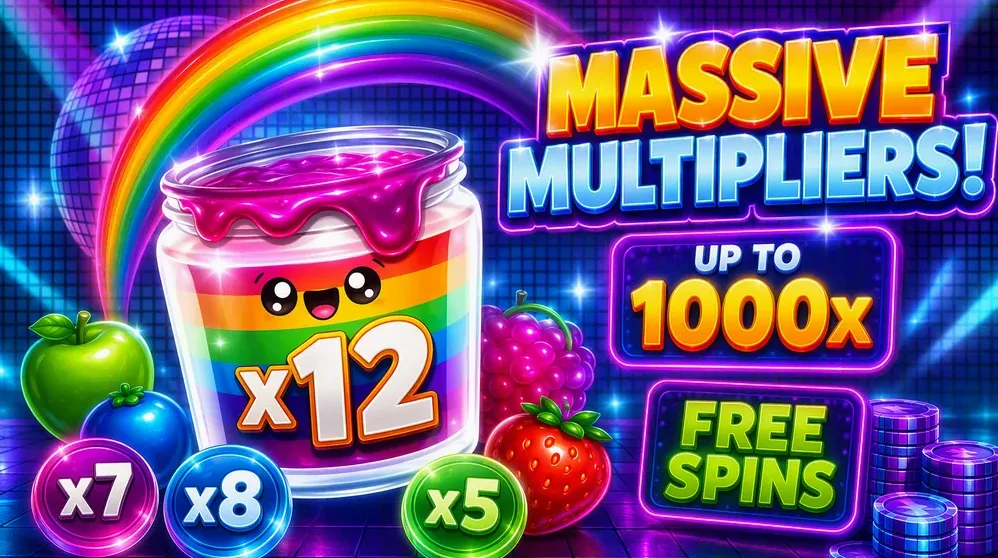 Jam Jar Wild with multiplier counter and Rainbow Feature