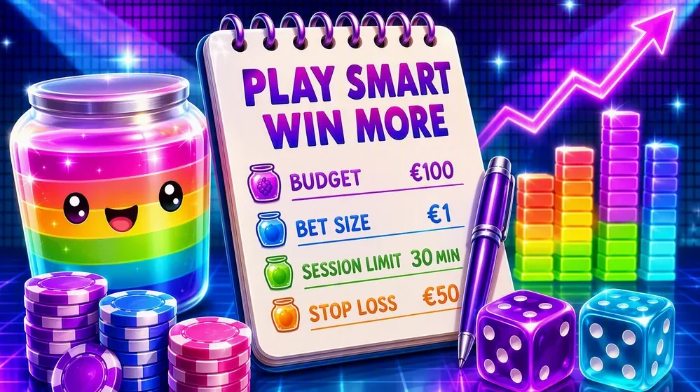 Notepad with bankroll budget figures and dice